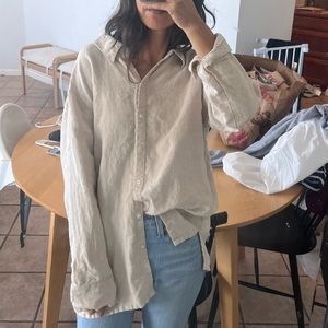oversized linen button up